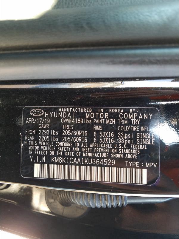 Продаж на аукціоні авто 2019 Hyundai Kona Se, vin: KM8K1CAA1KU364529, номер лоту: 32994371