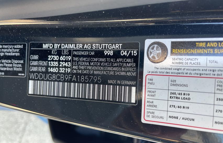 Aukcja sprzedaży 2015 Mercedes-benz S 550, vin: WDDUG8CB9FA185795, numer aukcji: 42218871