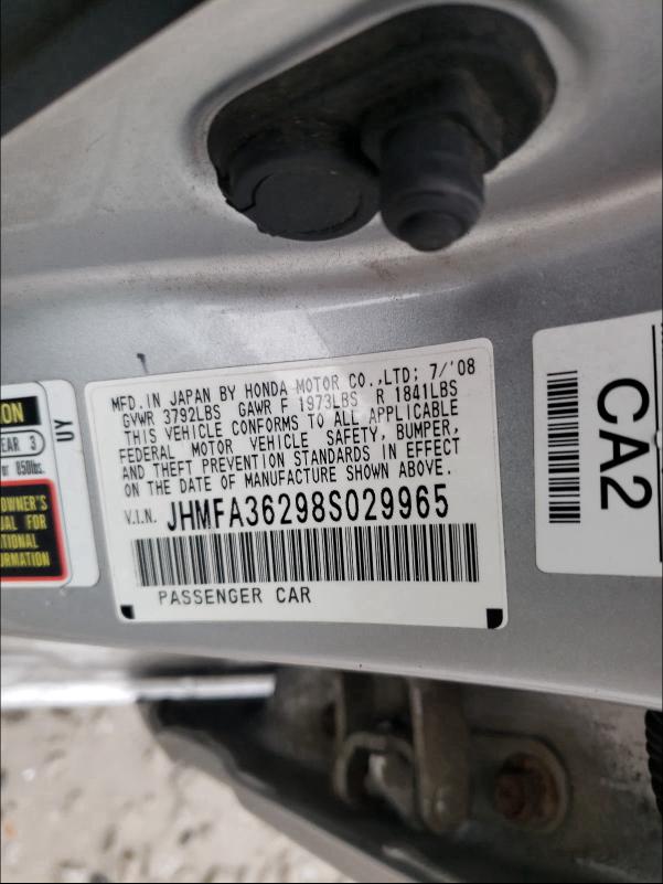 Aukcja sprzedaży 2008 Honda Civic Hybrid, vin: JHMFA36298S029965, numer aukcji: 43551531