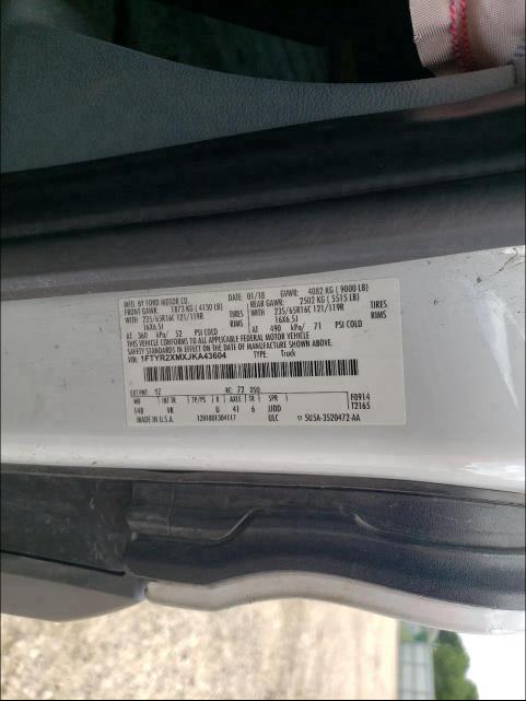Aukcja sprzedaży 2018 Ford Transit T-, vin: 1FTYR2XMXJKA43604, numer aukcji: 44136581