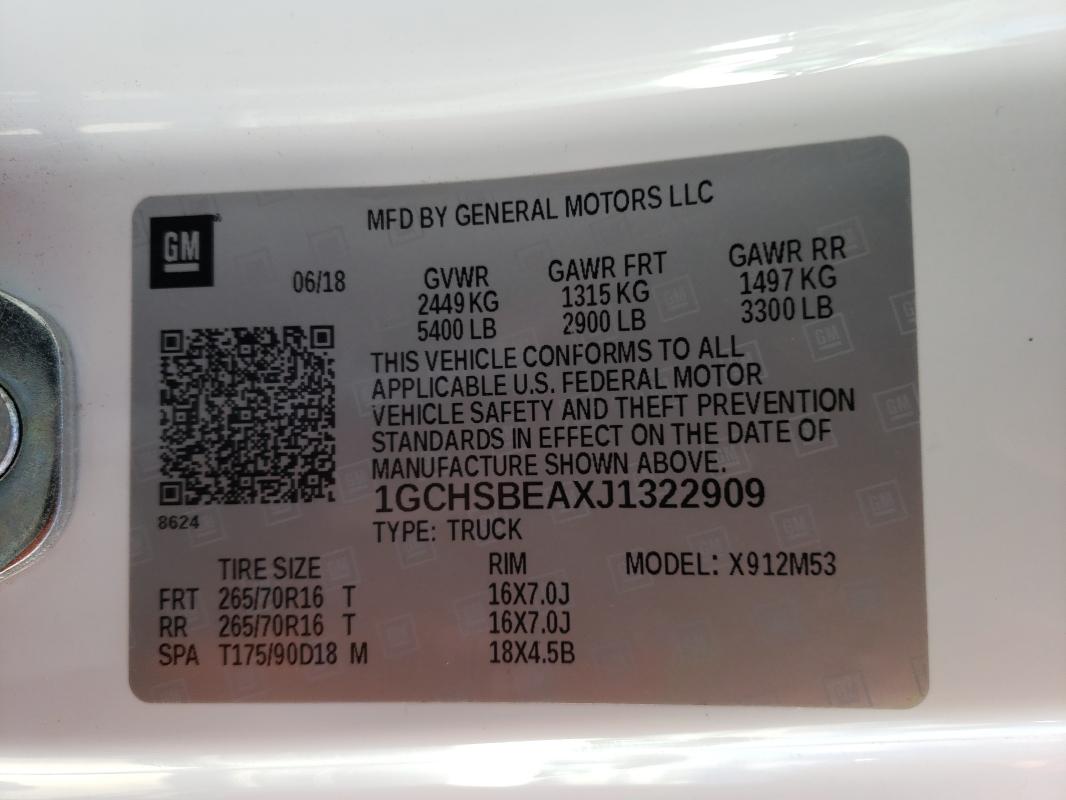 Продажа на аукционе авто 2018 Chevrolet Colorado, vin: 1GCHSBEAXJ1322909, номер лота: 43875441