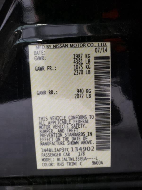 Продаж на аукціоні авто 2015 Nissan Altima, vin: 1N4BL3AP3FC134902, номер лоту: 44643201