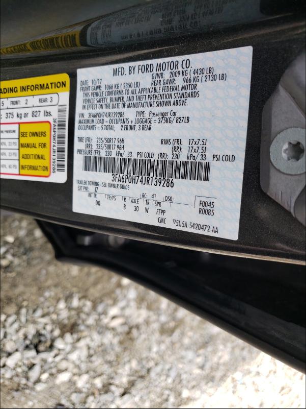 Aukcja sprzedaży 2018 Ford Fusion Se, vin: 3FA6P0H74JR139286, numer aukcji: 45143041