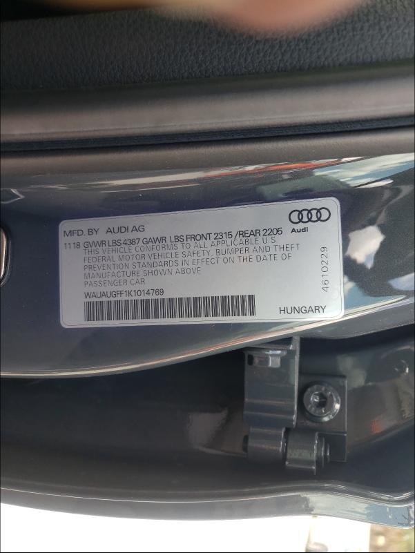 2019 Audi A3 Premium მანქანა იყიდება აუქციონზე, vin: WAUAUGFF1K1014769, აუქციონის ნომერი: 46404831