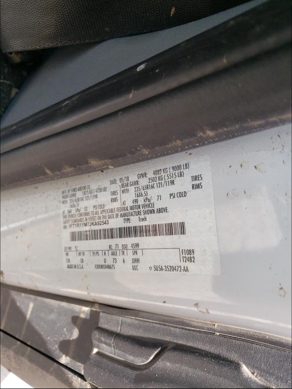 Aukcja sprzedaży 2018 Ford Transit T-, vin: 1FTYR1YM7JKA92543, numer aukcji: 45367071