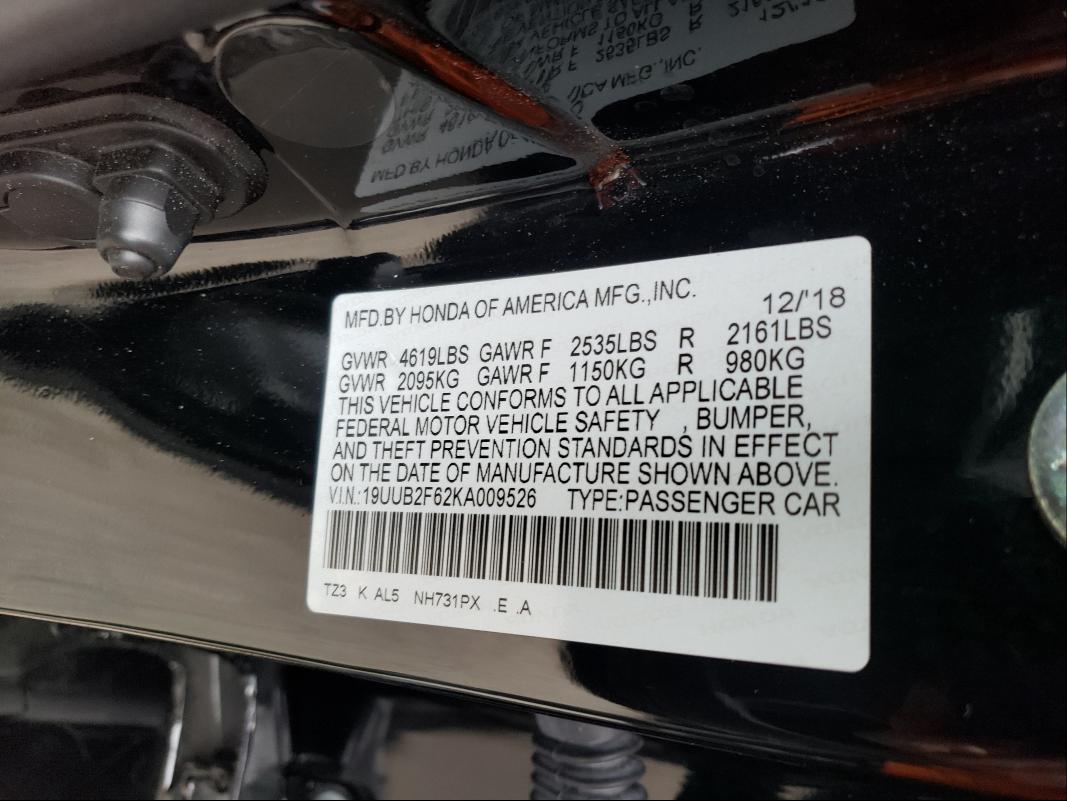 Aukcja sprzedaży 2019 Acura Tlx Techno, vin: 19UUB2F62KA009526, numer aukcji: 46998981