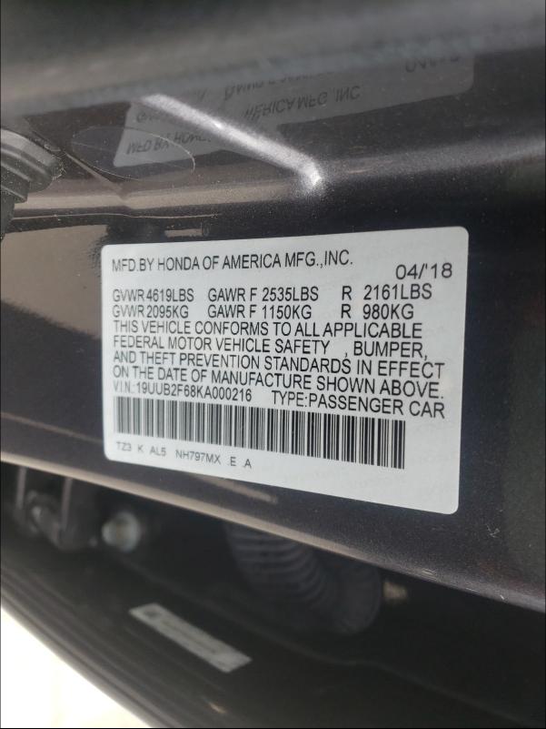 Aukcja sprzedaży 2019 Acura Tlx Techno, vin: 19UUB2F68KA000216, numer aukcji: 48596371