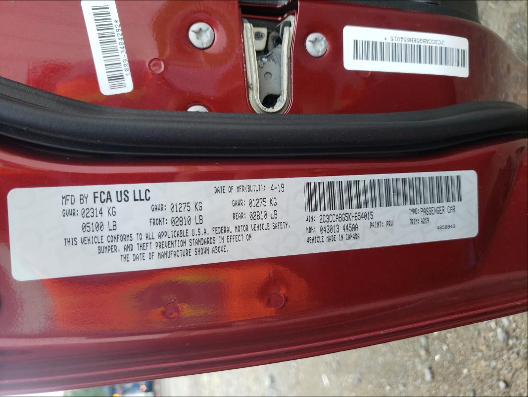2019 Chrysler 300 S მანქანა იყიდება აუქციონზე, vin: 2C3CCABG5KH654015, აუქციონის ნომერი: 50993781