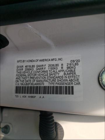 57082091 :رقم المزاد ، 19UUB2F30LA005370 vin ، 2020 Acura Tlx مزاد بيع