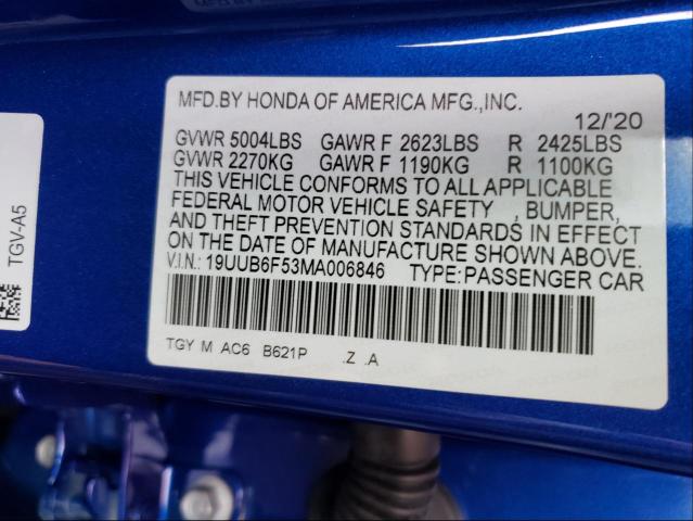 Aukcja sprzedaży 2021 Acura Tlx Tech+a, vin: 19UUB6F53MA006846, numer aukcji: 56941501