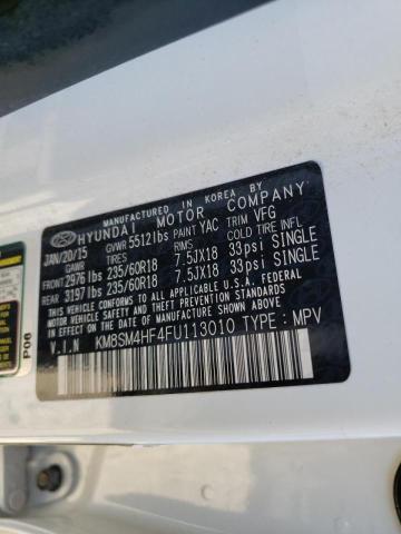 Aukcja sprzedaży 2015 Hyundai Santa Fe G, vin: KM8SM4HF4FU113010, numer aukcji: 66233911