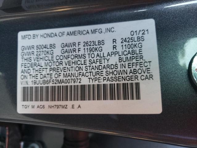 66840461 :رقم المزاد ، 19UUB6F52MA007972 vin ، 2021 Acura Tlx Tech A مزاد بيع