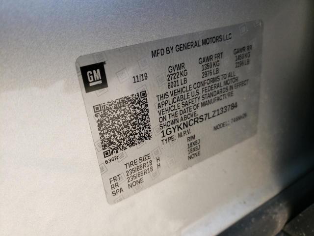 67657911 :رقم المزاد ، 1GYKNCRS7LZ133784 vin ، 2020 Cadillac Xt5 Premiu مزاد بيع