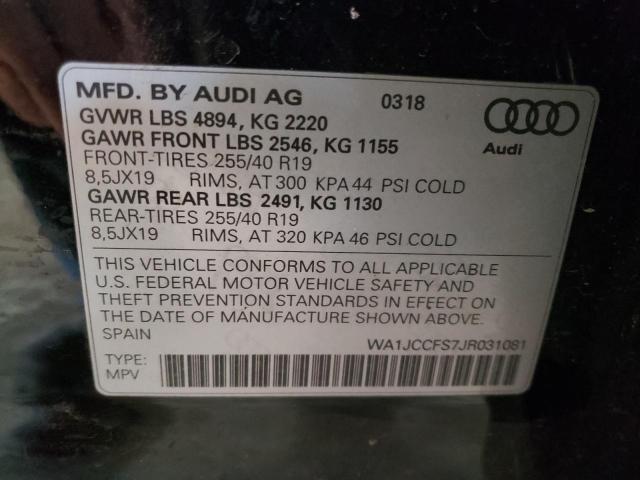 Продажа на аукционе авто 2018 Audi Q3 Premium, vin: WA1JCCFS7JR031081, номер лота: 69827551