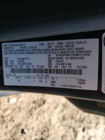 33208542 :رقم المزاد ، 3FADP4BJ1KM151056 vin ، 2019 Ford Fiesta Se مزاد بيع