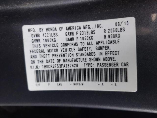 33211842 :رقم المزاد ، 1HGCR2F53FA267428 vin ، 2015 Honda Accord Spo مزاد بيع