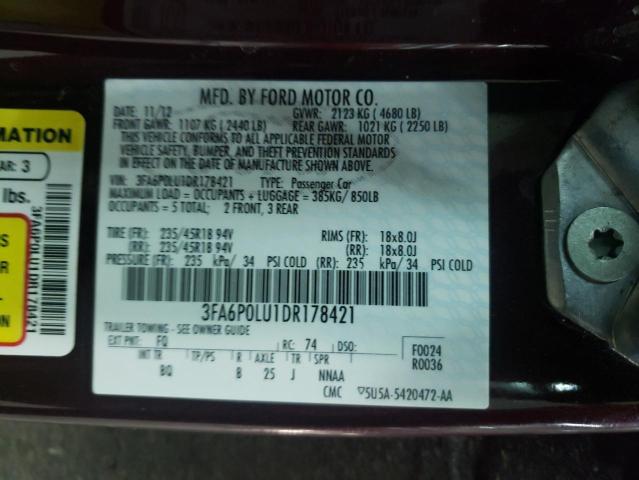 Продаж на аукціоні авто 2013 Ford Fusion Se, vin: 3FA6P0LU1DR178421, номер лоту: 33732742