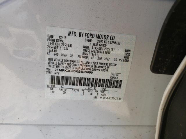 2019 Ford Edge Se მანქანა იყიდება აუქციონზე, vin: 2FMPK3G95KBB59690, აუქციონის ნომერი: 33819442