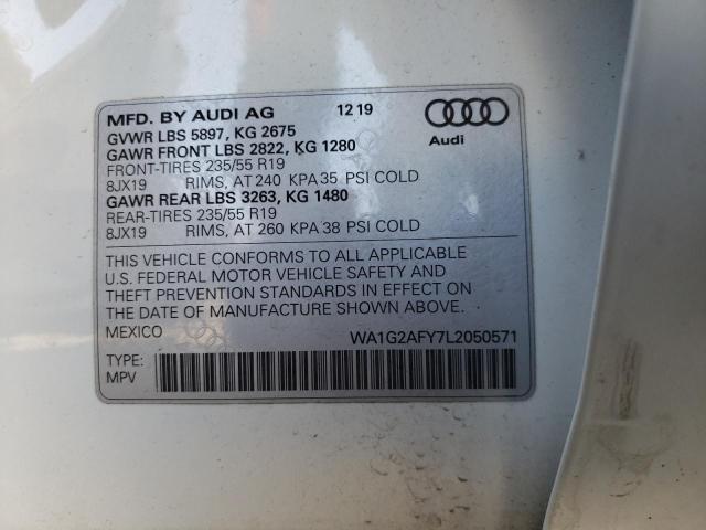 2020 Audi Q5 E Premi მანქანა იყიდება აუქციონზე, vin: WA1G2AFY7L2050571, აუქციონის ნომერი: 34129062