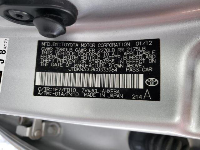 2012 Toyota Prius მანქანა იყიდება აუქციონზე, vin: JTDKN3DU8C0333964, აუქციონის ნომერი: 34023102