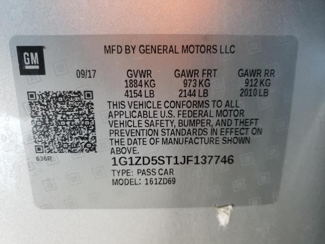 Продаж на аукціоні авто 2018 Chevrolet Malibu Ls, vin: 1G1ZD5ST1JF137746, номер лоту: 36330422
