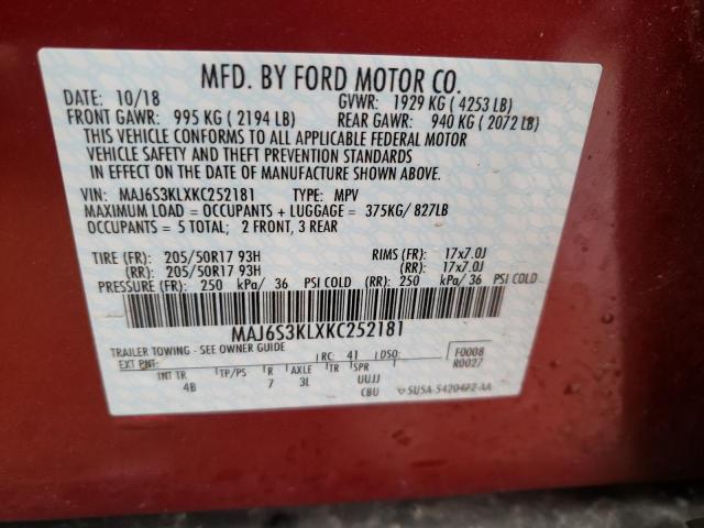 Aukcja sprzedaży 2019 Ford Ecosport T, vin: MAJ6S3KLXKC252181, numer aukcji: 36348472