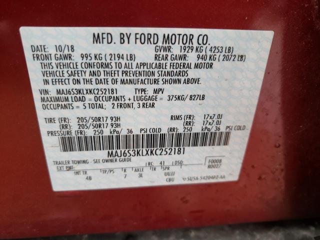 Aukcja sprzedaży 2019 Ford Ecosport T, vin: MAJ6S3KLXKC252181, numer aukcji: 36348472