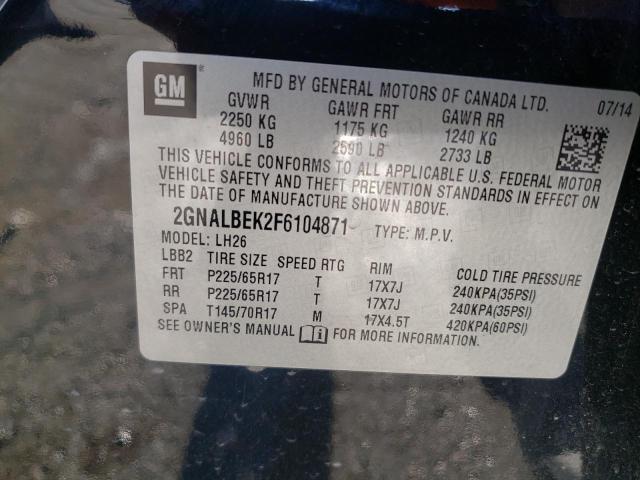 36827232 :رقم المزاد ، 2GNALBEK2F6104871 vin ، 2015 Chevrolet Equinox Lt مزاد بيع