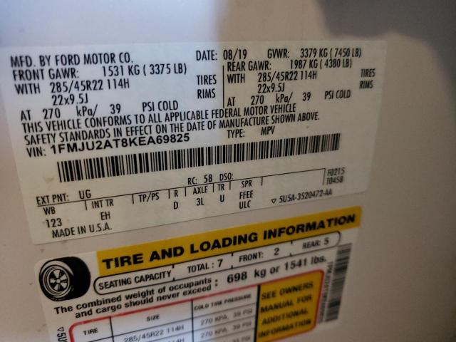 2019 Ford Expedition მანქანა იყიდება აუქციონზე, vin: 1FMJU2AT8KEA69825, აუქციონის ნომერი: 37047462