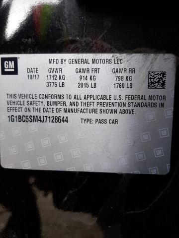 Auction sale of the 2018 Chevrolet Cruze Ls, vin: 1G1BC5SM4J7128644, lot number: 39214502