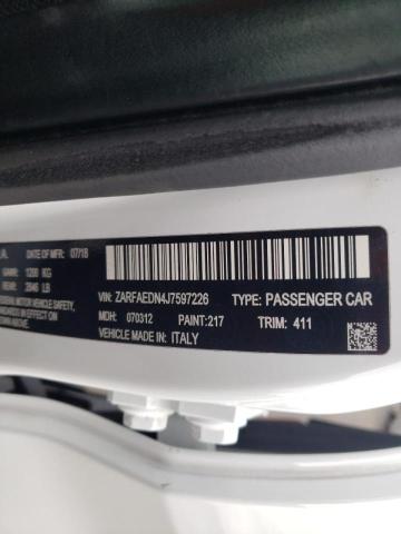 38846582 :رقم المزاد ، ZARFAEDN4J7597226 vin ، 2018 Alfa Romeo 164 Sport مزاد بيع