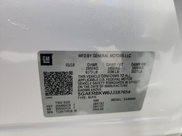 40192272 :رقم المزاد ، 5GAERBKW6JJ187654 vin ، 2018 Buick Enclave مزاد بيع