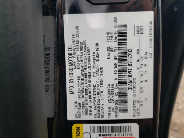 41089562 :رقم المزاد ، 3FA6P0D91JR212203 vin ، 2018 Ford Fusion Tit مزاد بيع