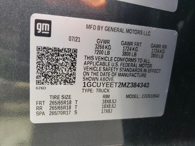 Aukcja sprzedaży 2021 Chevrolet Silverado, vin: 1GCUYEET2MZ384343, numer aukcji: 42195142