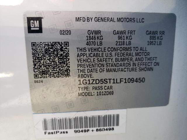 Aukcja sprzedaży 2020 Chevrolet Malibu Lt, vin: 1G1ZD5ST1LF109450, numer aukcji: 42465972