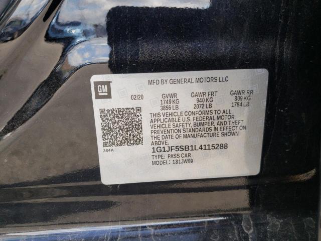 Aukcja sprzedaży 2020 Chevrolet Sonic Prem, vin: 1G1JF5SB1L4115288, numer aukcji: 43264922