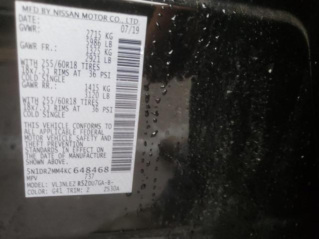 Продажа на аукционе авто 2019 Nissan Pathfinder S, vin: 5N1DR2MM4KC648468, номер лота: 43648482