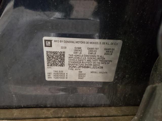Aukcja sprzedaży 2019 Chevrolet Trax 1lt, vin: 3GNCJPSB8KL221439, numer aukcji: 43783492