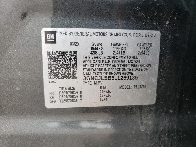 Aukcja sprzedaży 2020 Chevrolet Trax 1lt, vin: 3GNCJLSB5LL269135, numer aukcji: 43600432