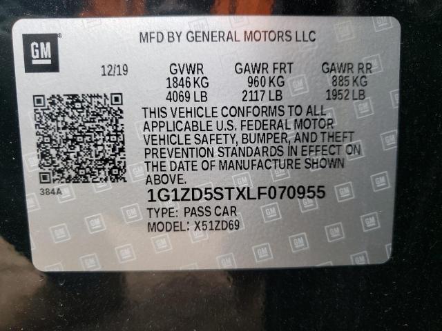 Продажа на аукционе авто 2020 Chevrolet Malibu Lt, vin: 1G1ZD5STXLF070955, номер лота: 43678722