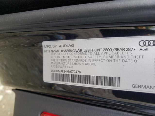 44792872 :رقم المزاد ، WAUM2AF24KN072476 vin ، 2019 Audi A6 Prestig مزاد بيع