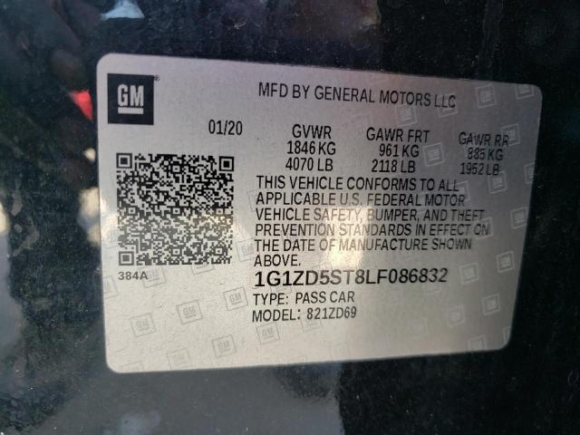 Продаж на аукціоні авто 2020 Chevrolet Malibu Lt, vin: 1G1ZD5ST8LF086832, номер лоту: 45838262