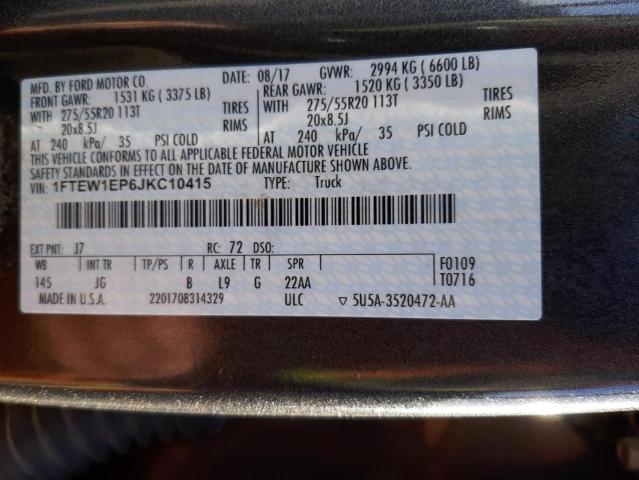 Auction sale of the 2018 Ford F150 Super, vin: 1FTEW1EP6JKC10415, lot number: 45244112