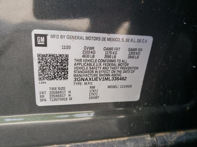 Aukcja sprzedaży 2021 Chevrolet Equinox Lt, vin: 3GNAXUEV1ML336462, numer aukcji: 45453012