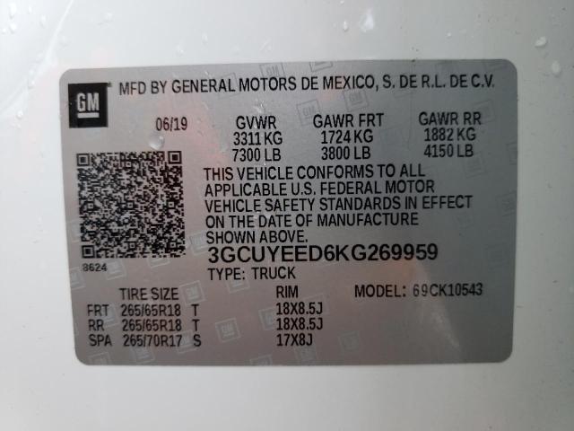 2019 Chevrolet Silverado მანქანა იყიდება აუქციონზე, vin: 3GCUYEED6KG269959, აუქციონის ნომერი: 46623602