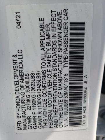 2021 Acura Tlx Tech A მანქანა იყიდება აუქციონზე, vin: 19UUB6F53MA011318, აუქციონის ნომერი: 47018872