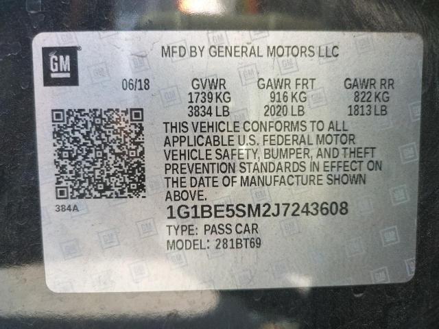 Продажа на аукционе авто 2018 Chevrolet Cruze Lt, vin: 1G1BE5SM2J7243608, номер лота: 47443302