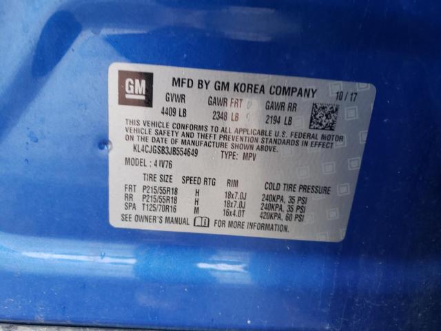 2018 Buick Encore Ess მანქანა იყიდება აუქციონზე, vin: KL4CJGSB3JB554649, აუქციონის ნომერი: 48089912