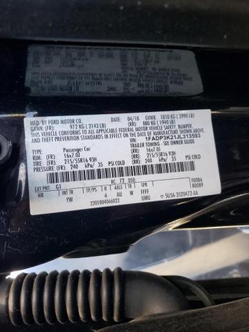 2018 Ford Focus Se მანქანა იყიდება აუქციონზე, vin: 1FADP3K21JL313593, აუქციონის ნომერი: 49302992