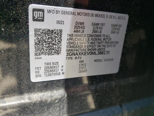 Aukcja sprzedaży 2021 Chevrolet Equinox Lt, vin: 3GNAXKEV0ML388170, numer aukcji: 49372342